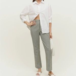 Reformation Franklin Pant - green check, size 8